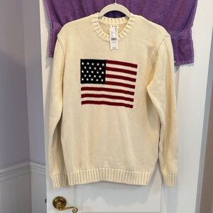 NWT PacSun Cream Sweater with American Flag
